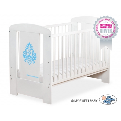 Weiß Babybett 120x60cm Glamour blau Graphik