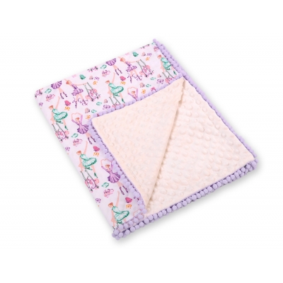 Wendedecke doppelseitig mit Pompoms (mit Minky) -Ballerinen lila