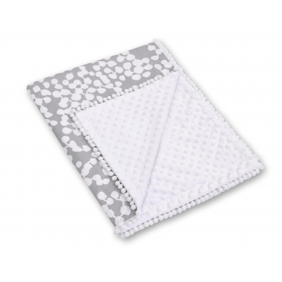 Wendedecke doppelseitig mit Pompons - Bubbles grau