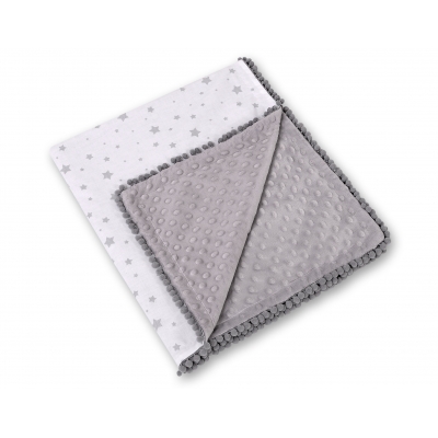Wendedecke doppelseitig mit Pompons - Mini Sternchen grau