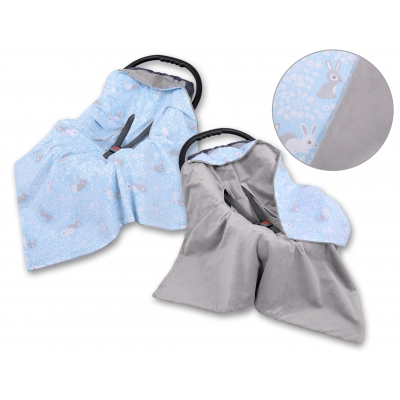 Wendedecke für Kindersitz - blaue Hasen