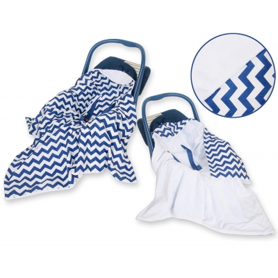 Einschlagdecke für Kindersitz - Chevron duneklblau