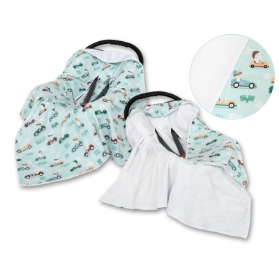 Wendedecke für Kindersitz - minze Hasen/weiss
