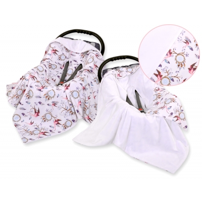 Einschlagdecke Wendedecke für Kindersitz - Schwalben pink