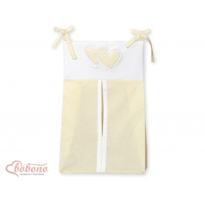 Windelntasche für Babybett - Hängende Herzen creme