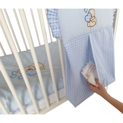 Windelntasche - Teddybär mit Herz Blau