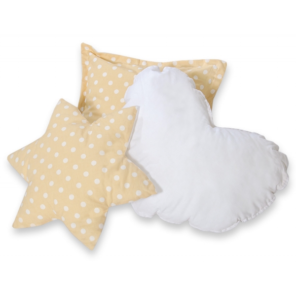 3tlg Kissen-Set - Beige-Punktemuster
