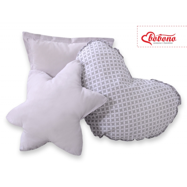 3tlg Kissen-Set - Blumenmuster grau