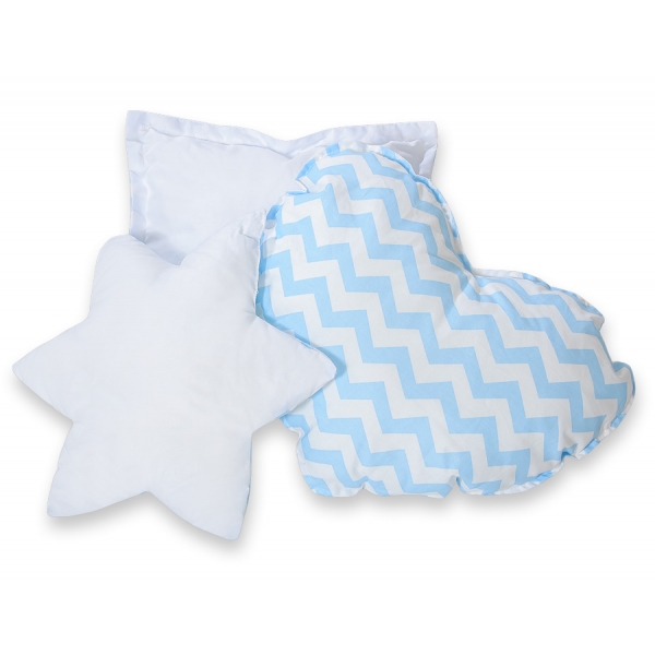 3tlg Kissen-Set - Chevron blau