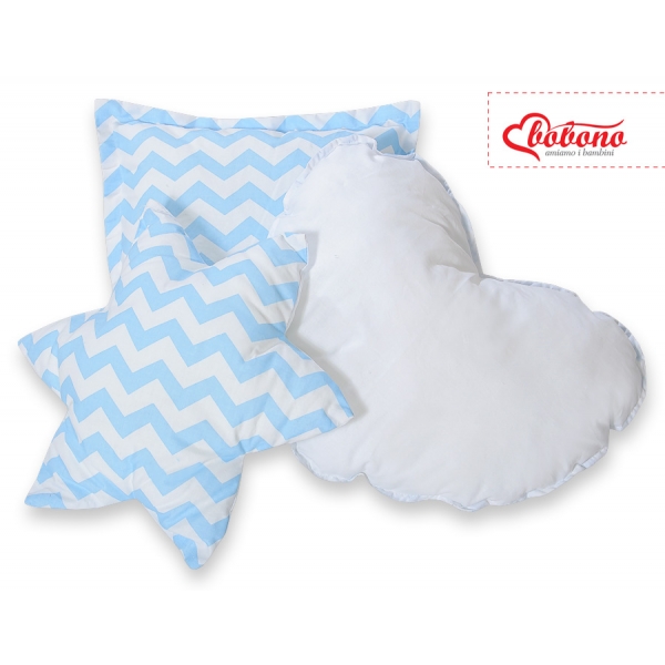3tlg Kissen-Set - Chevron blau