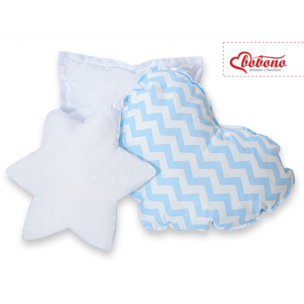 3tlg Kissen-Set - Chevron blau