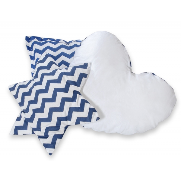 3tlg Kissen-Set - chevron dunkelblau