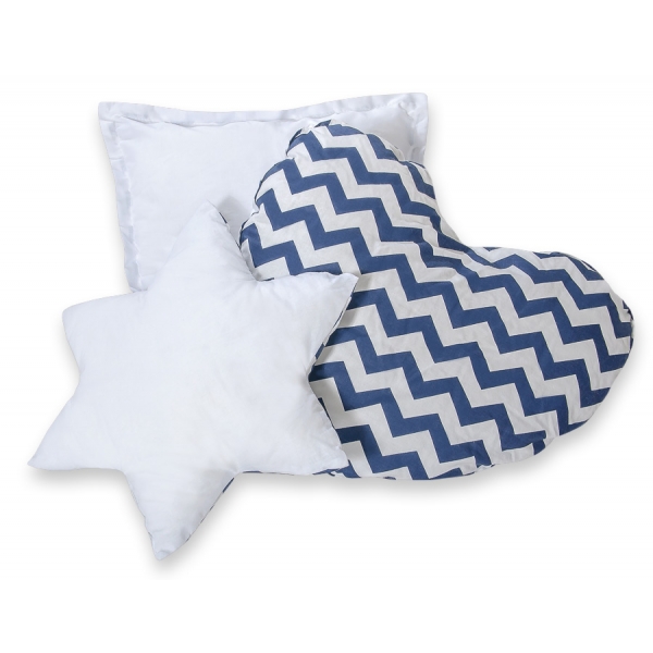 3tlg Kissen-Set - chevron dunkelblau