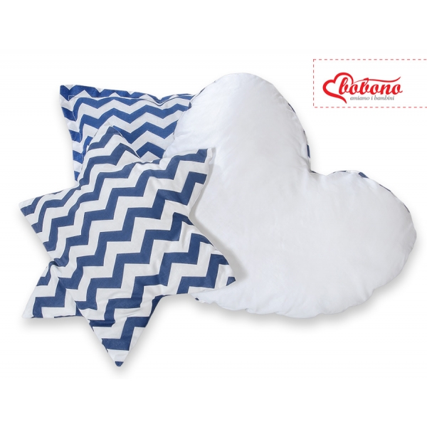 3tlg Kissen-Set - chevron dunkelblau