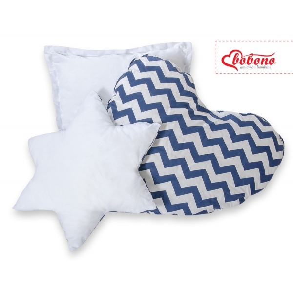 3tlg Kissen-Set - chevron dunkelblau
