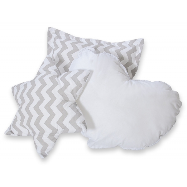 3tlg Kissen-Set - Chevron grau