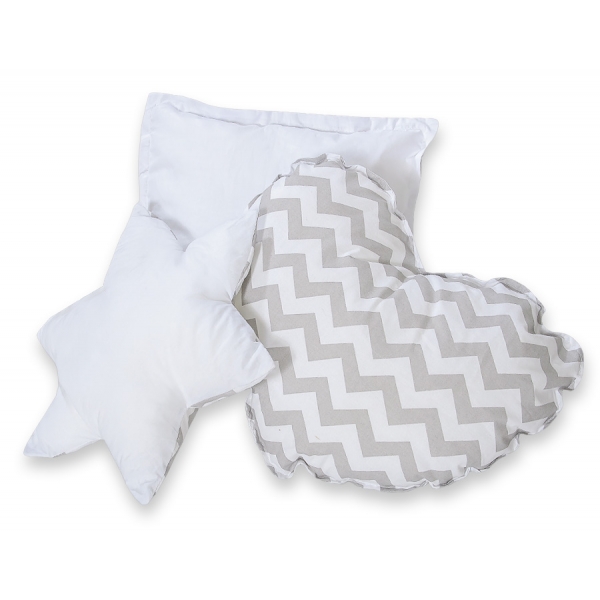 3tlg Kissen-Set - Chevron grau