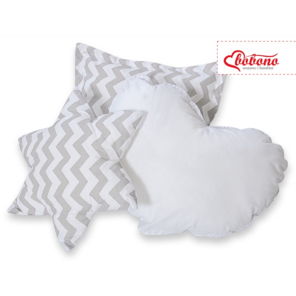 3tlg Kissen-Set - Chevron grau