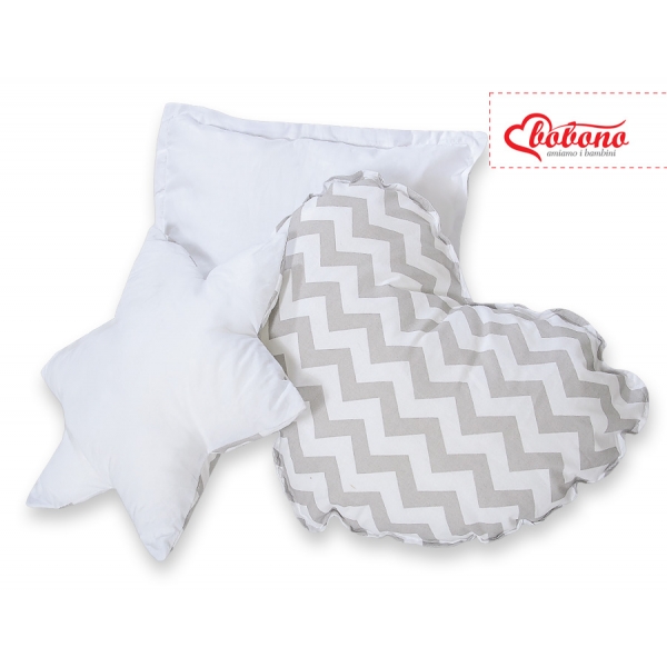 3tlg Kissen-Set - Chevron grau