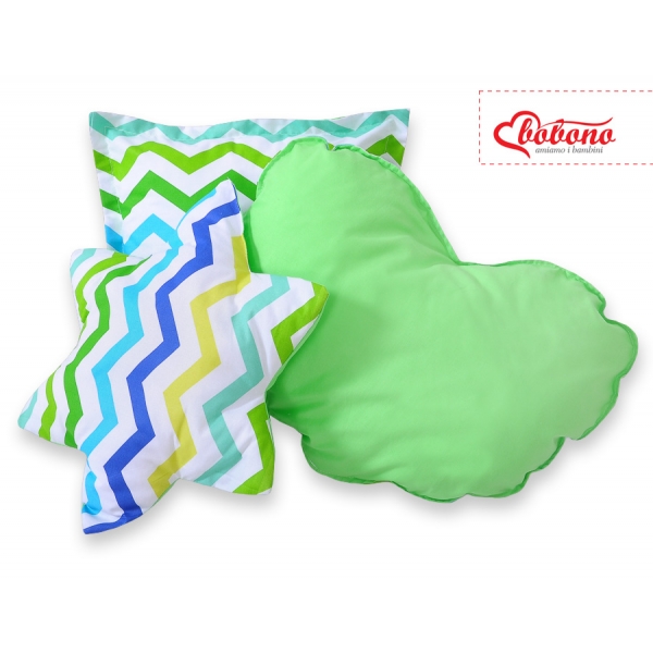 3tlg Kissen-Set - Chevron grün-blau