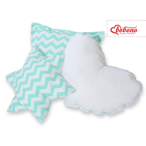 3tlg Kissen-Set - Chevron minze