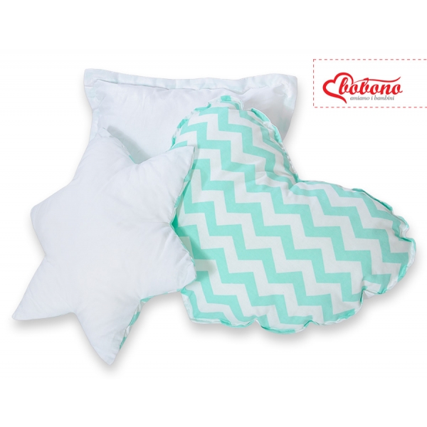3tlg Kissen-Set - Chevron minze