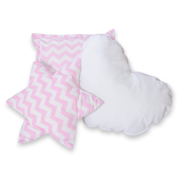 3tlg Kissen-Set - Chevron rosa