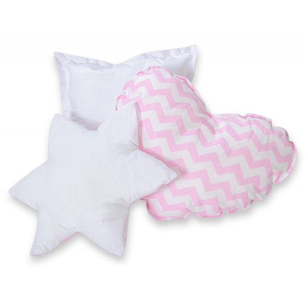 3tlg Kissen-Set - Chevron rosa
