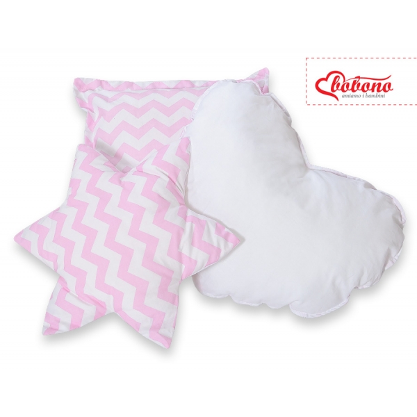 3tlg Kissen-Set - Chevron rosa