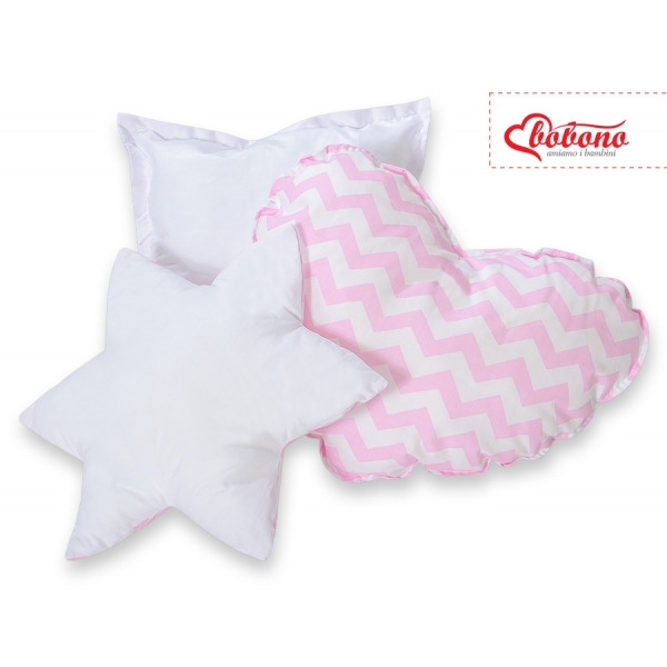 3tlg Kissen-Set - Chevron rosa