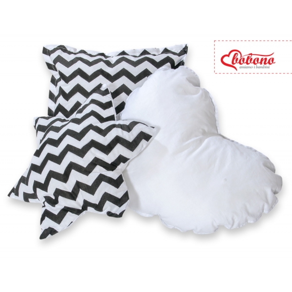 3tlg Kissen-Set - Chevron schwarz