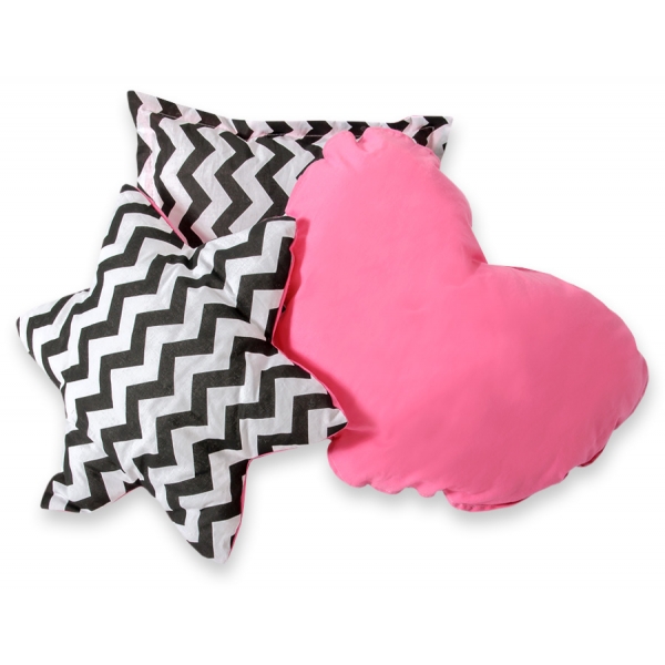 3tlg Kissen-Set - Chevron schwarz/ dunkel rosa