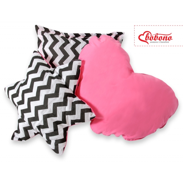 3tlg Kissen-Set - Chevron schwarz/ dunkel rosa