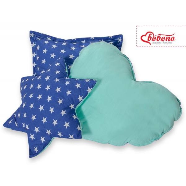 3tlg Kissen-Set - Dunkelblau Sternchen