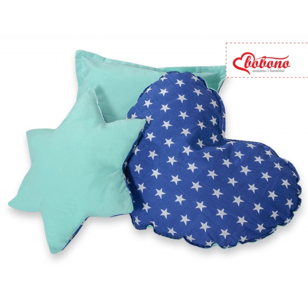 3tlg Kissen-Set - Dunkelblau Sternchen