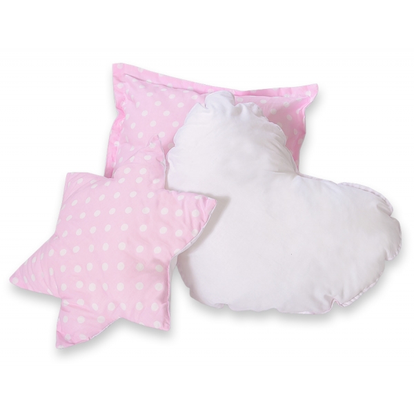 3tlg Kissen-Set - Rosa-Punktemuster