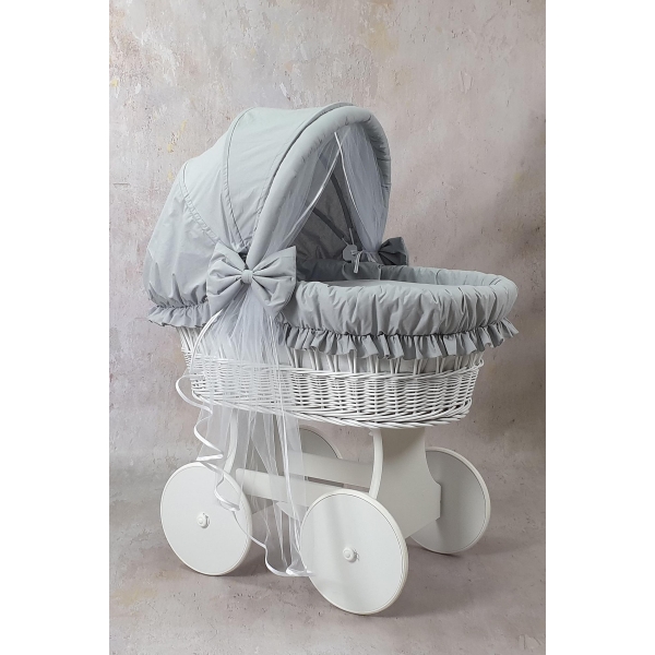 7tlg Stubenwagen Bezug Haube Grau