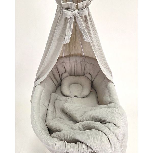 Ausstattung aus Musselin für Stubenwagen Beige Creme