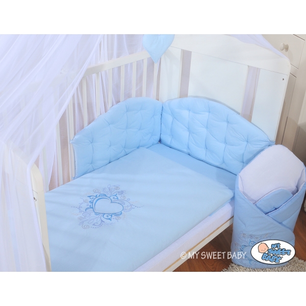 Baby Bettwäsche 100x135 90x120 Set für Babybett 3-tlg - Chic hell blau