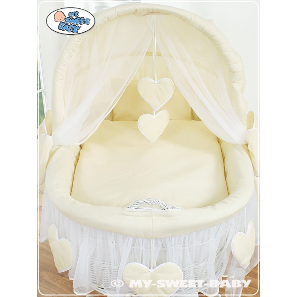 Baby Bollerwagen mit Haube - Amelie creme mit großen Rädern