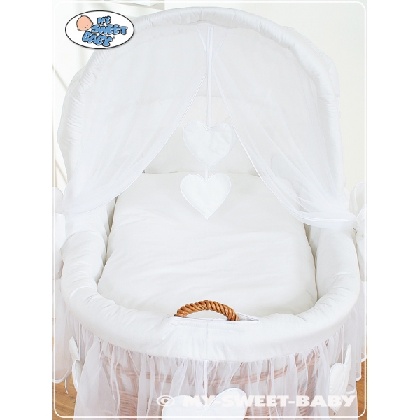 Baby Bollerwagen mit Haube Komplett Bezug - Amelie weiß - Große Rädern