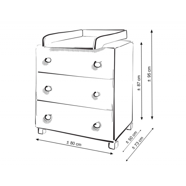 Baby Kommode mit Wickelaufsatz Classic  6001