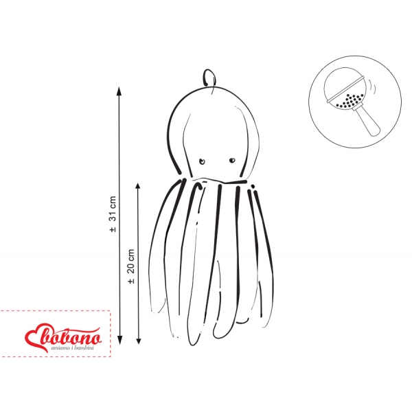 Baby Kuscheltier Krake mit Rassel - honiggelb