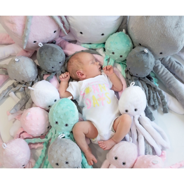 Baby Kuscheltier Krake mit Rassel - honiggelb