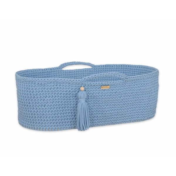 Baby Moseskorb Geflochten Boho - Blau