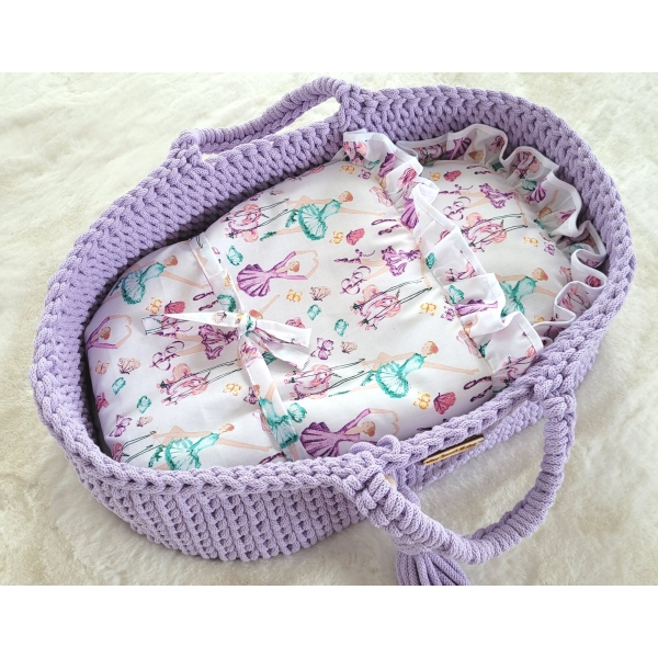 Baby-Puppen-Wickeltuch - Ballerinen lila