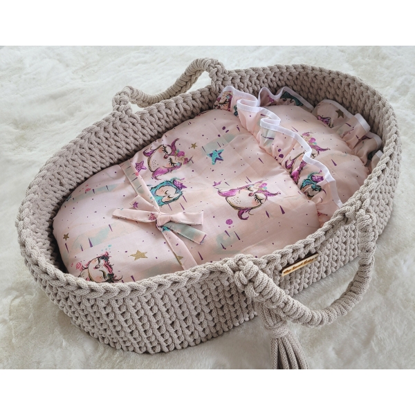 Baby-Puppen-Wickeltuch - Eulen creme