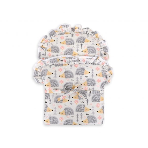 Baby-Puppen-Wickeltuch - Igel grau