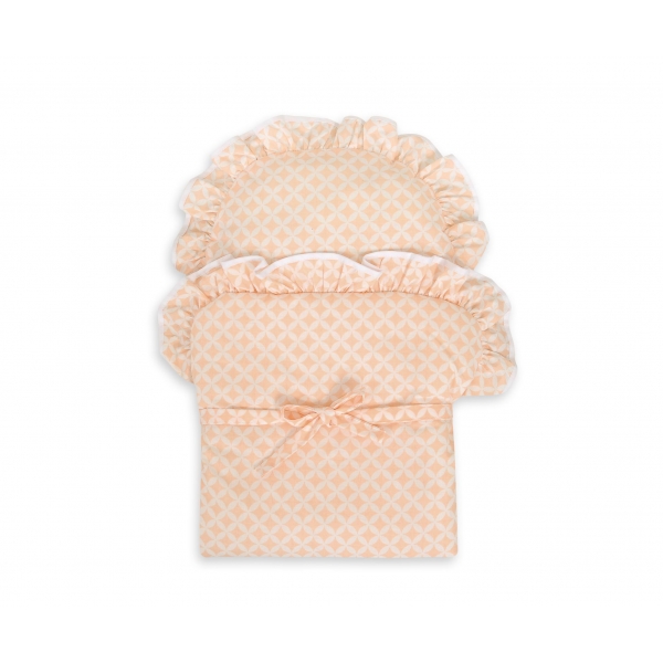 Baby-Puppen-Wickeltuch - Rosette pfirsich