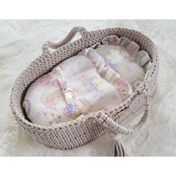 Baby-Puppen-Wickeltuch - Teddybär familie